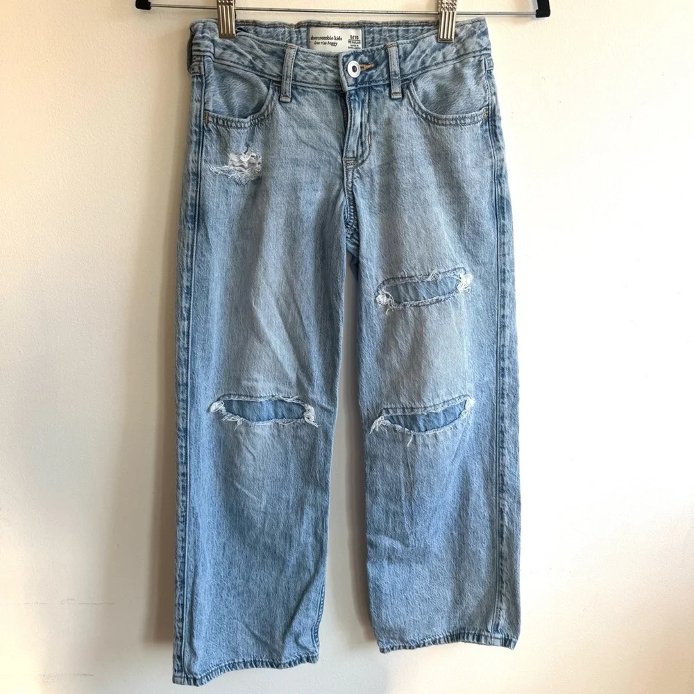 Abercrombie Kids Low Rise Baggy Jeans Distressed Y2K Adjustable Waist 9/10